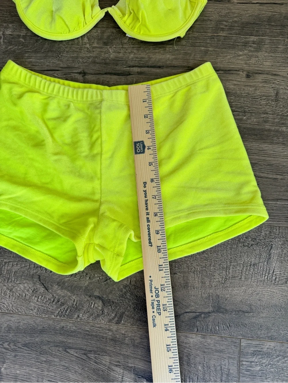 Vintage Neon Yellow Women’s Bikini Top and Swim Shorts Set